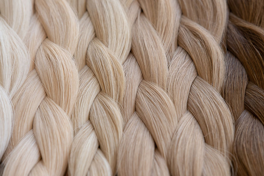 Jadore double-drawn hair extension swatches in a range of shades