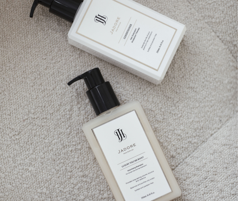 Jadore extension-safe shampoo and conditioner bottles
