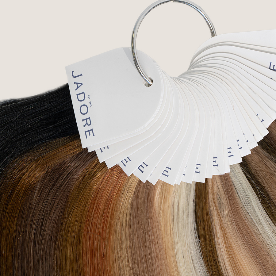 The Jadore colour ring showing the full extension shade range