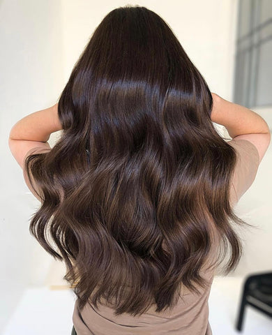 The most beautiful chocolate brown by @sjhaircouture, featuring 75 grams of our Premium Russian Invisible Tape Extensions for added length and volume